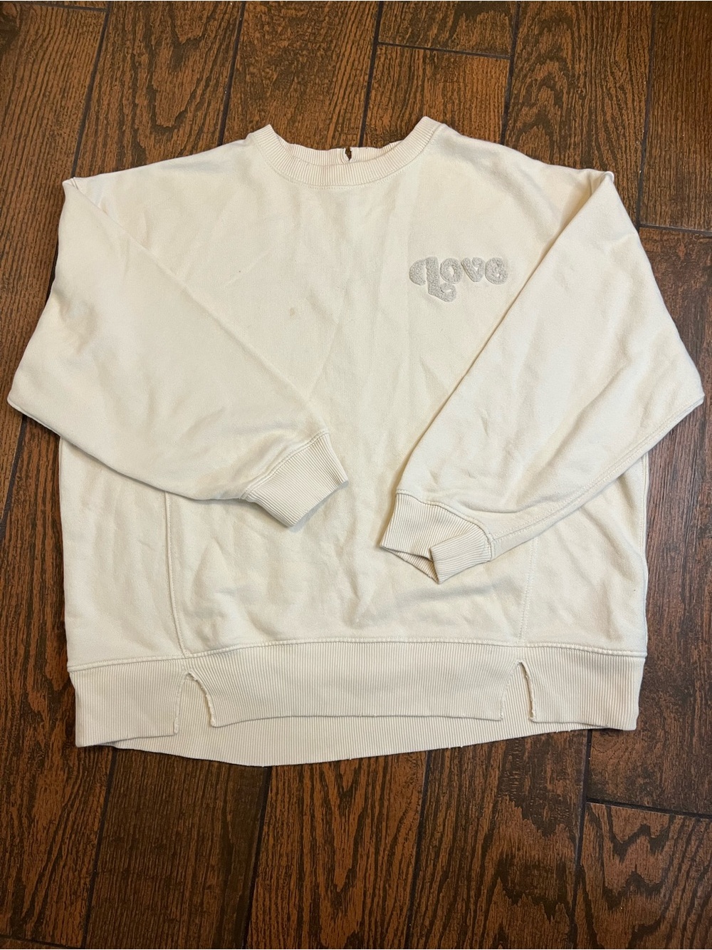 aerie Cream 'Love' Graphic Crewneck Sweater